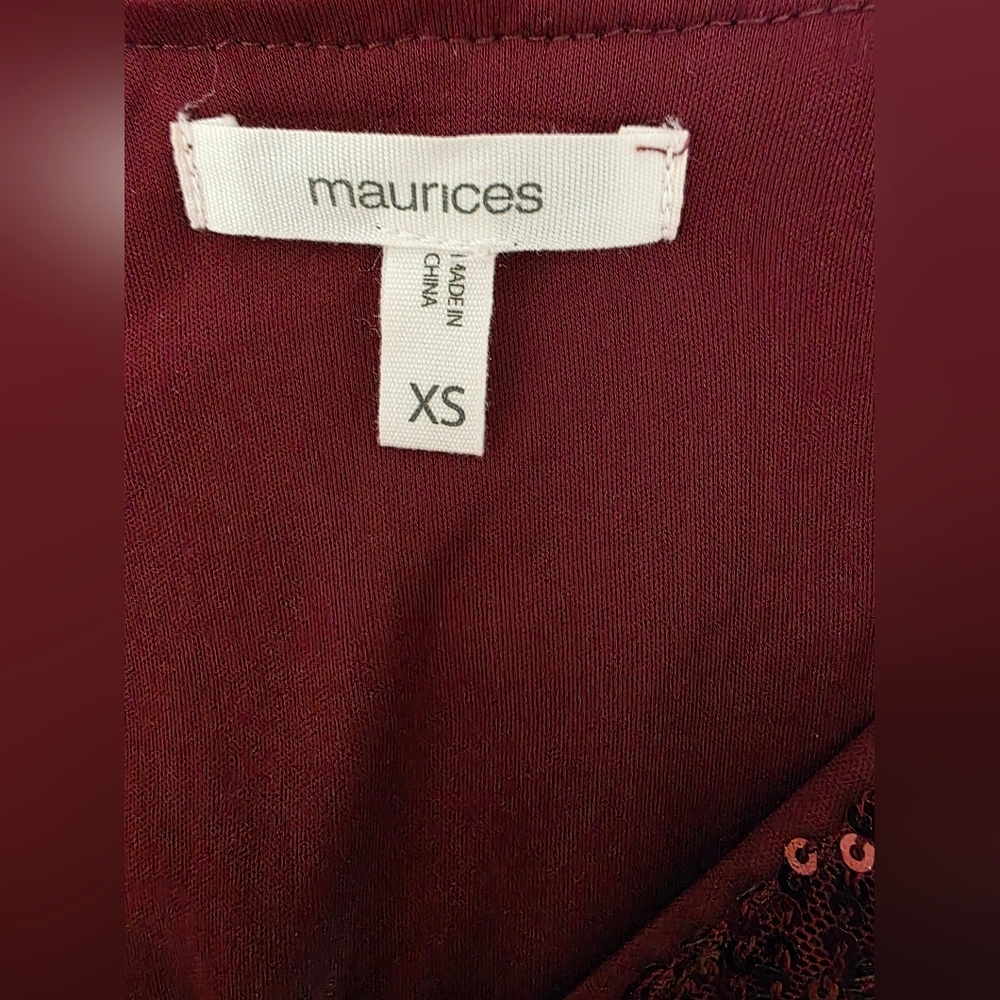 Maurices Burgundy Sequin Wrap Mini Dress - Picture 6 of 8